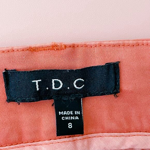 T.D.C Hi-Rise Flat Front Rolled Cuffs Cotton Blend Shorts Orange size 8 NWT - Picture 7 of 11